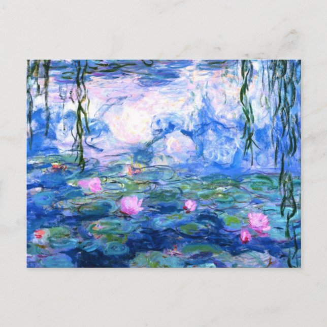 Tarjeta de Nenúfares Rosados de Monet (Anverso)