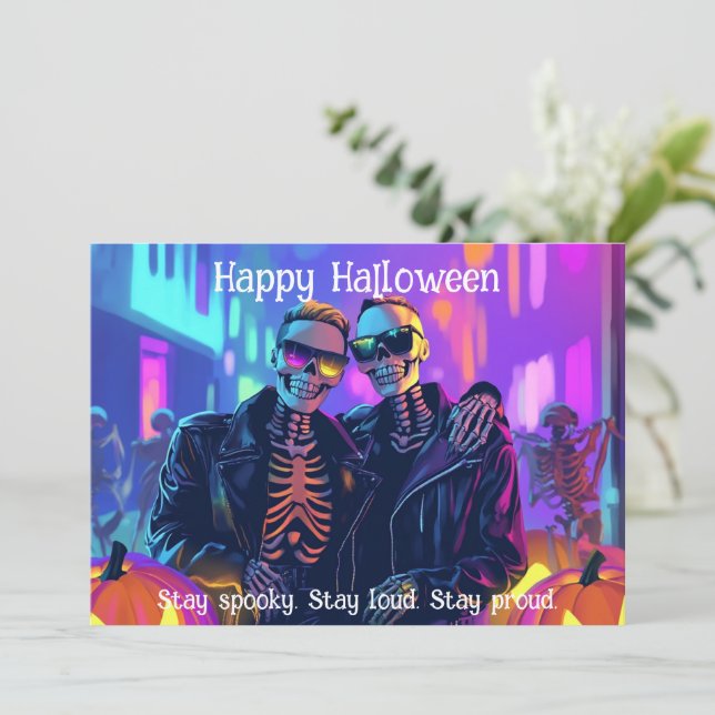 Tarjeta de Neon Bone Babes 🎃🌈 (Anverso de pie)