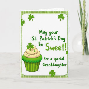 Tarjeta de nieta dulce trébol de San Patricio