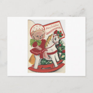 Tarjeta de nieta vintage de Navidad