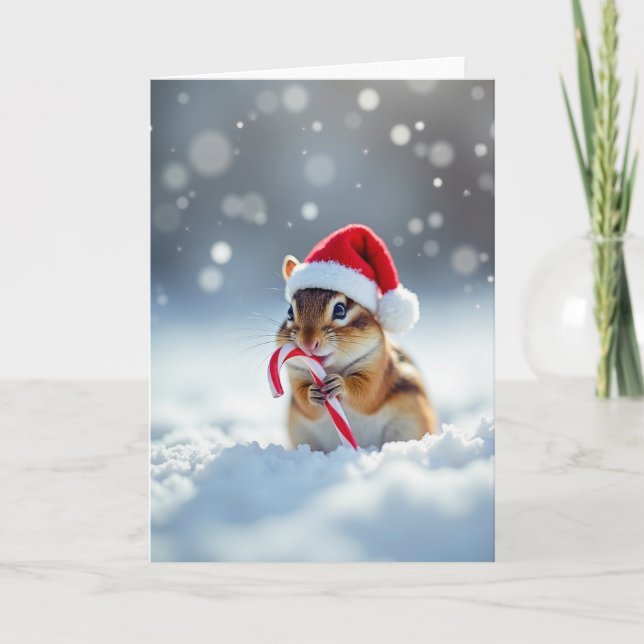 Tarjeta de nieve de criatura festiva (Anverso)