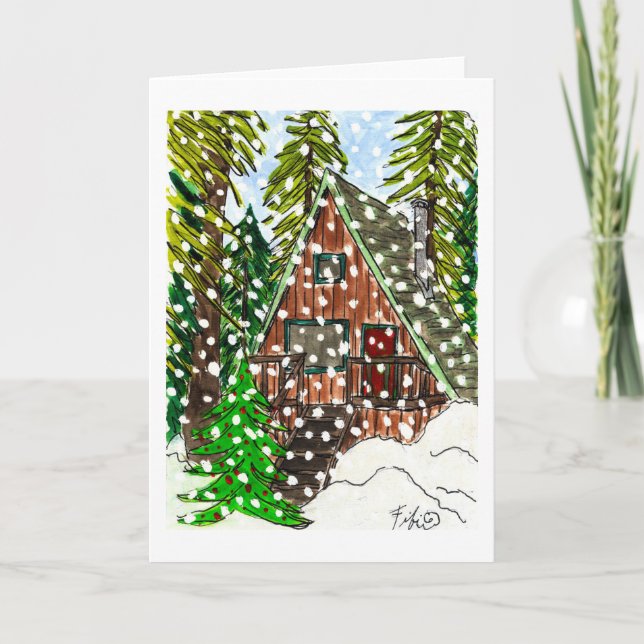 Tarjeta de Nieve de la Cabina de Vacaciones (Anverso)