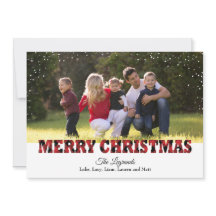 Tarjeta de nieve navideña Merry | Buffalo Plaid