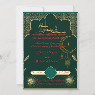 Tarjeta de Nikah Islámica con Patrón Árabe
