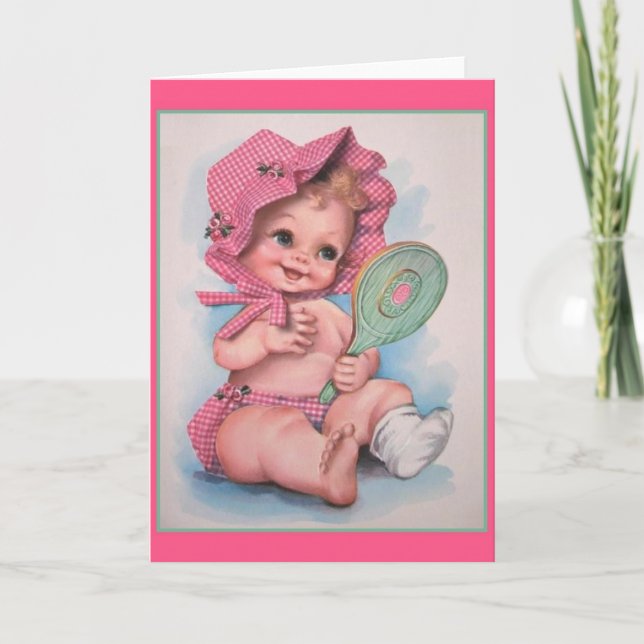Tarjeta de niña bebé vintage (Anverso)