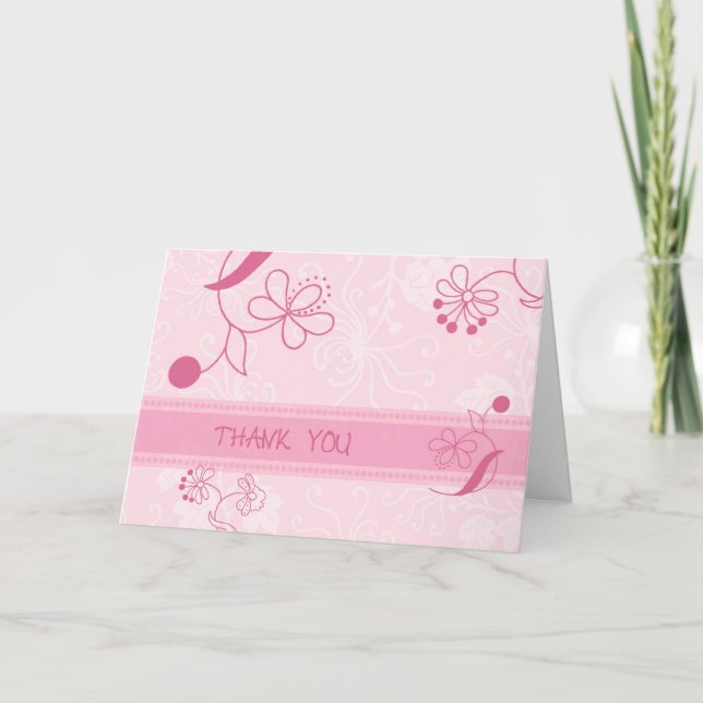 Tarjeta de niña de flores de agradecimiento de flo (Anverso)