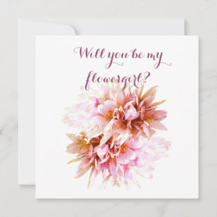 Tarjeta de niña de flores rosasFlores, ¿serás mi t
