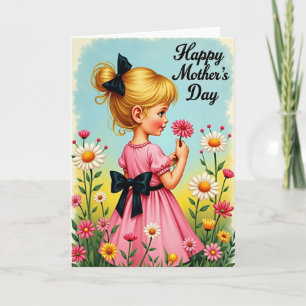 Tarjeta de niña de jardín del día de la madre