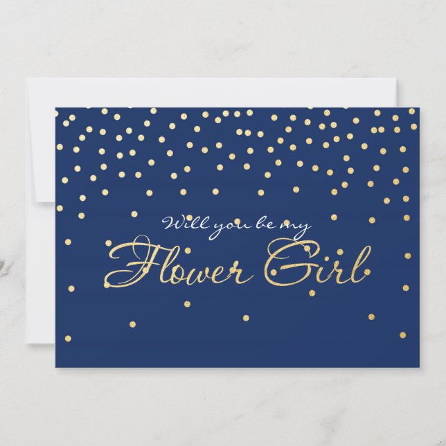 Tarjeta de niña de las flores con confeti de papel (Anverso)