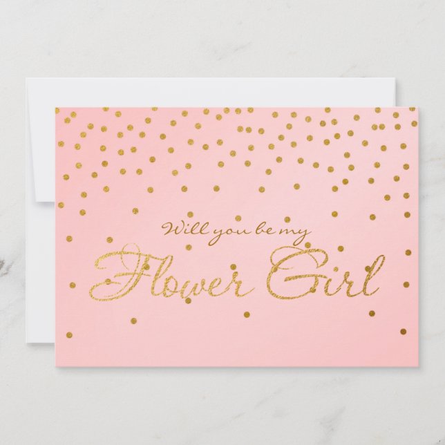 tarjeta de NIÑA DE LAS FLORES con confeti de rosa  (Anverso)