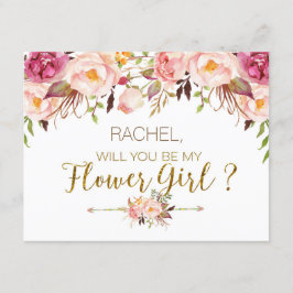 Tarjeta de niña de las flores de floración primave
