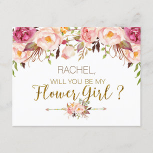 Tarjeta de niña de las flores de floración primave