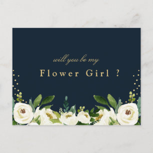 tarjeta de niña de las flores de flores blancas ma