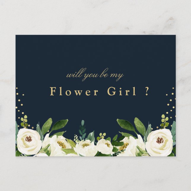 tarjeta de niña de las flores de flores blancas ma (Anverso)