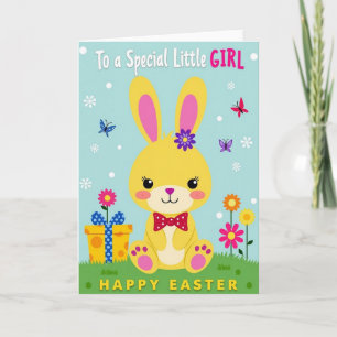 Tarjeta de niña de Pascua de lunares