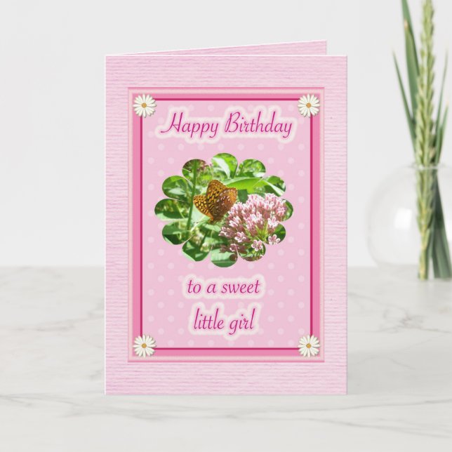 Tarjeta de Niña Especial de Cumpleaños de Mariposa (Anverso)