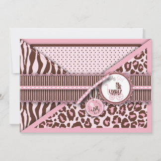 Tarjeta de niña guepardo rosa