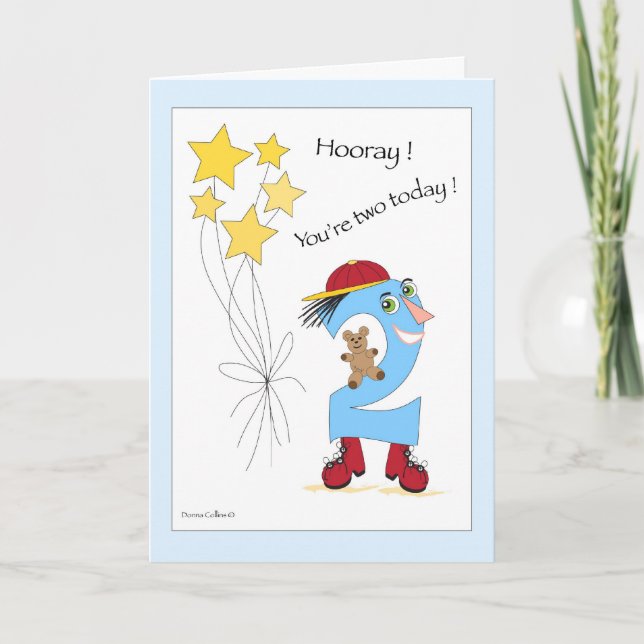 Tarjeta de niño de cumpleaños número dos (Anverso)