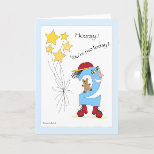 Tarjeta de niño de cumpleaños número dos