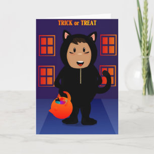 Tarjeta de niño de gato negro