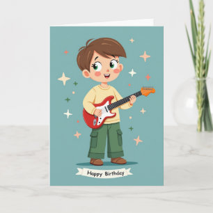Tarjeta de niño de guitarra alegre