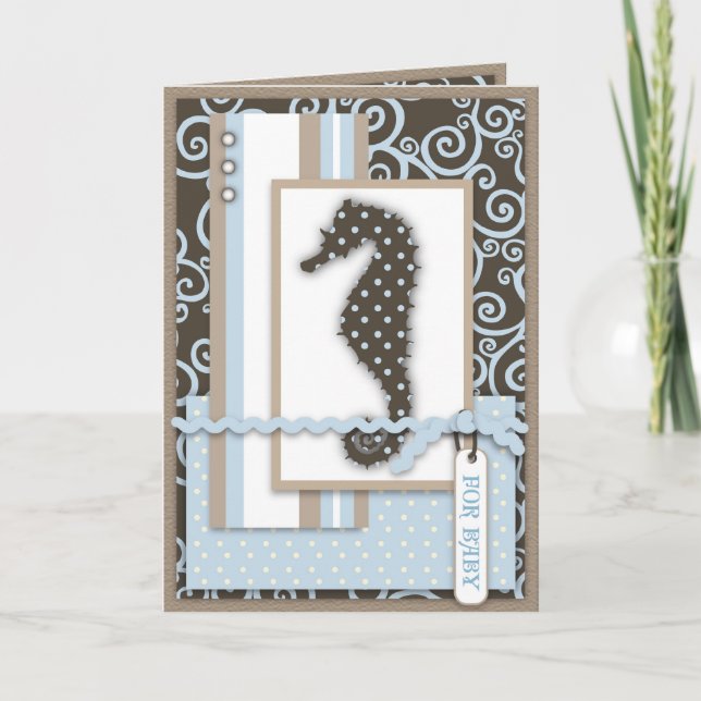 Tarjeta de niño pequeño caballito de mar (Anverso)