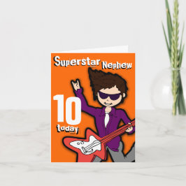 Tarjeta de niño rojo naranja Superstar Nephew 10 a