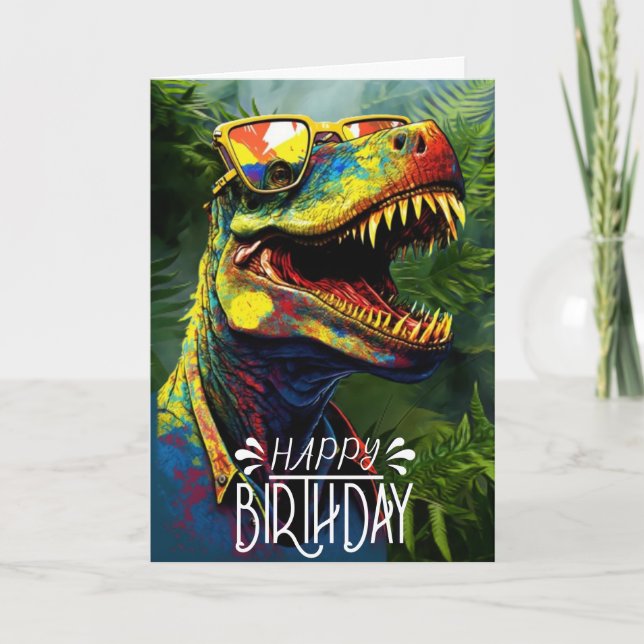 Tarjeta de niños Guay Blue de la jungla de dinosau (Anverso)