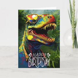 Tarjeta de niños Guay Blue de la jungla de dinosau