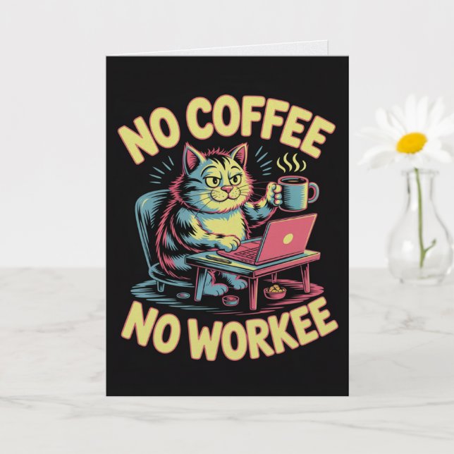 Tarjeta de No Café No Trabajo Divertida para Compa (Planta pequeña)