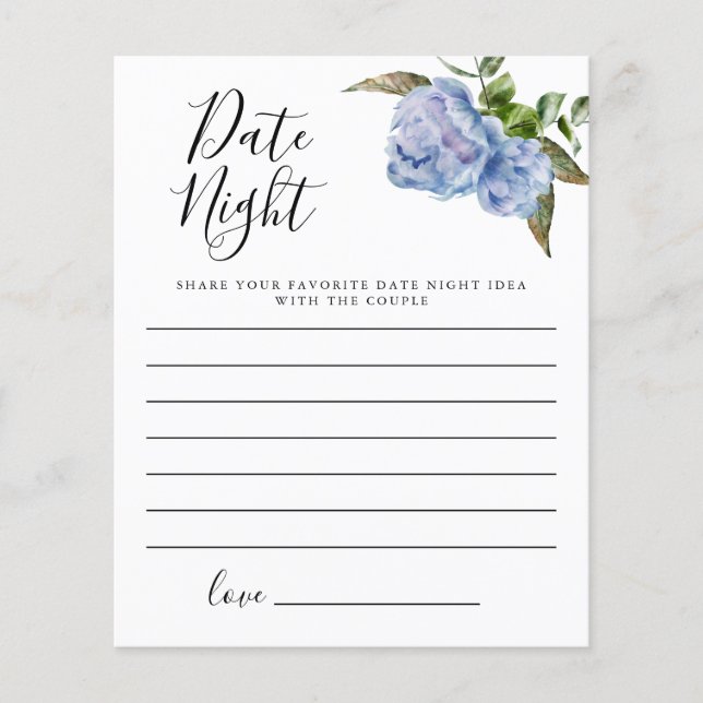 Tarjeta de noche Blue Floral Shower (Anverso)