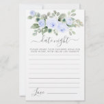 Tarjeta de noche Blue Rosa Floral Greenery<br><div class="desc">Una hermosa frontera floral azul rosa se topa con esta tarjeta de la noche del día. Coordenadas con la colección Blue Rosa Botanical Bridal Shower.</div>