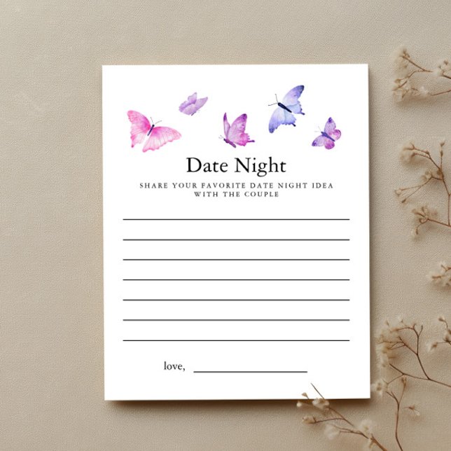 Tarjeta de noche Butfly Bridal Shower Date (Subido por el creador)