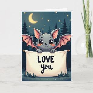 Tarjeta de noche de luna de dulce murciélago te am