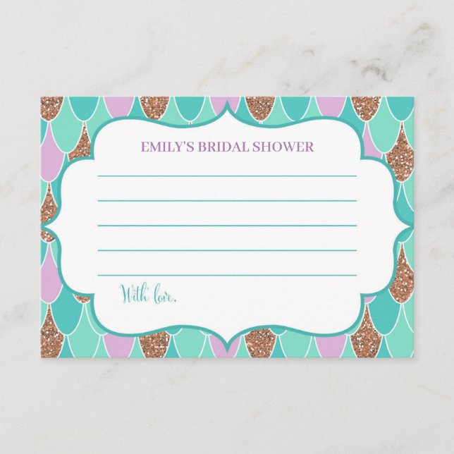 Tarjeta de noche Mermaid Bridal Shower Date (Anverso)
