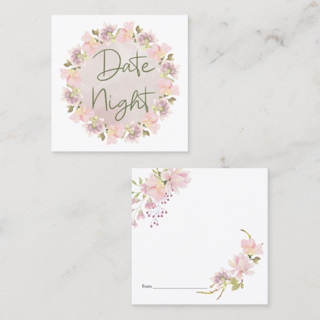 Tarjeta de noche rosa Rubor Magnolia Floral (Anverso / Reverso)