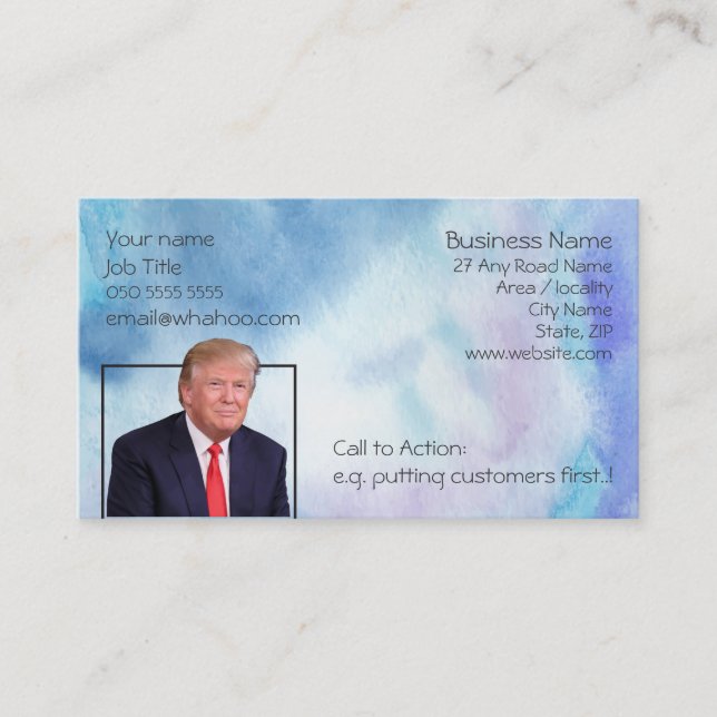 Tarjeta de nombre a dos lados de la acuarela azul  (Anverso)