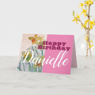 Tarjeta de nombre Daffodil Flower Happy Birday Wom
