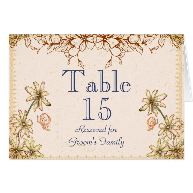 Tarjeta de nombre de asiento de mesa de flores de  (Anverso (Horizontal))