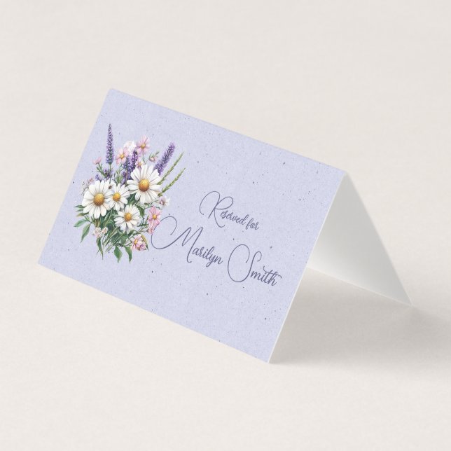 Tarjeta de Nombre de Bodas de Flores Silvestres de (Anverso)