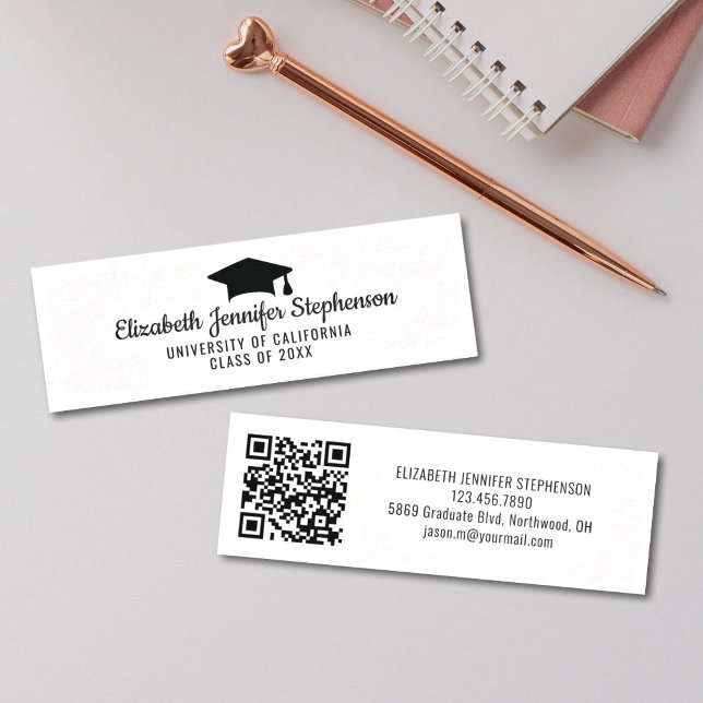 Tarjeta de nombre de código qr simple de graduació (Graduate name insert card with QR Code)