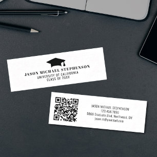 Tarjeta de nombre de código qr simple de graduació