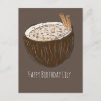 Tarjeta de nombre de cumpleaños feliz arte de coco