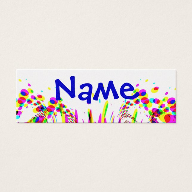 Tarjeta de nombre de Fiesta divertida con confetti (Frente)