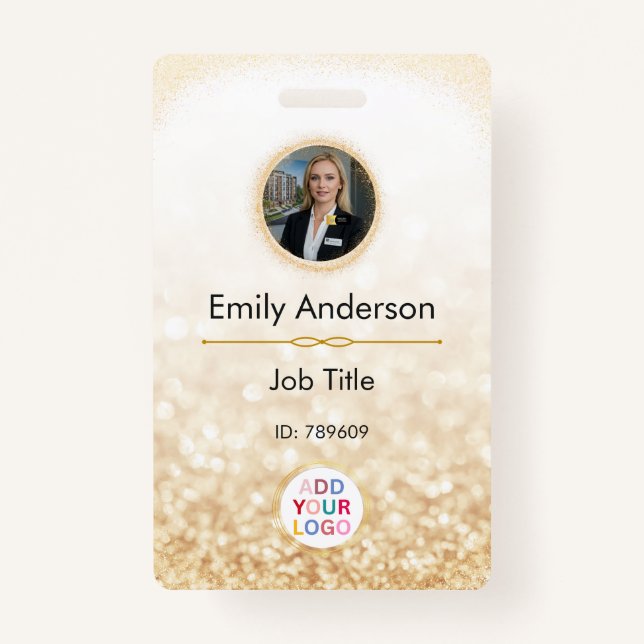 Tarjeta de nombre de foto de empleado personalizad (Anverso)