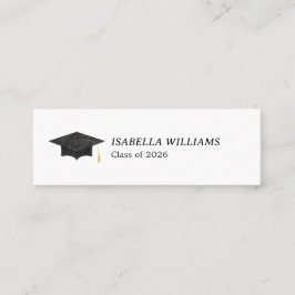 Tarjeta de nombre de gorra de graduación acuarela