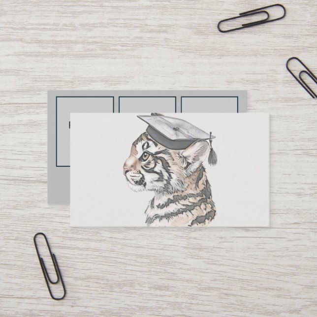 Tarjeta de nombre de graduación | Añadir 3 fotos (Anverso/Reverso In Situ)