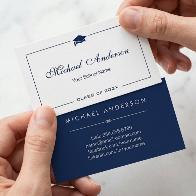 Tarjeta de nombre de graduación blanca y negra lim (Subido por el creador)