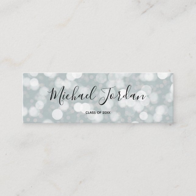 Tarjeta de nombre de graduación Bokeh (Anverso)