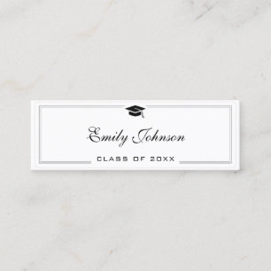 Tarjeta de Nombre de Graduación - Clásico Elegante
